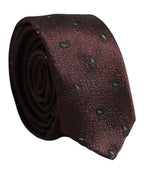 Men Burgundy Silk Paisley Adjustable Tied Necktie Tie
