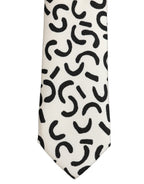 Men Cream Silk Abstract Adjustable Tied Necktie Tie