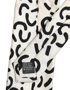 Men Cream Silk Abstract Adjustable Tied Necktie Tie