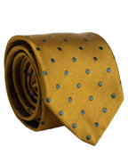 Men Mustard Silk Polka Dot Adjustable Tied Necktie Tie