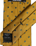 Men Mustard Silk Polka Dot Adjustable Tied Necktie Tie