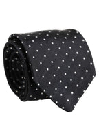 Dark Blue Silk Polka Dot Adjustable Tied Men Necktie Tie