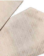 Beige Silk Textured Knit Adjustable Tied Men Necktie Tie