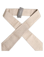 Beige Silk Textured Knit Adjustable Tied Men Necktie Tie