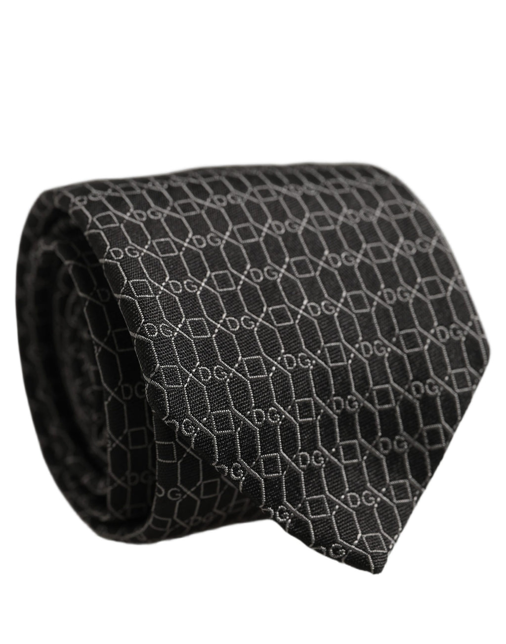 Dark Gray Silk DG Monogram Adjustable Tied Necktie Tie