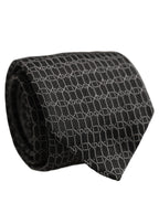 Dark Gray Silk DG Monogram Adjustable Tied Necktie Tie