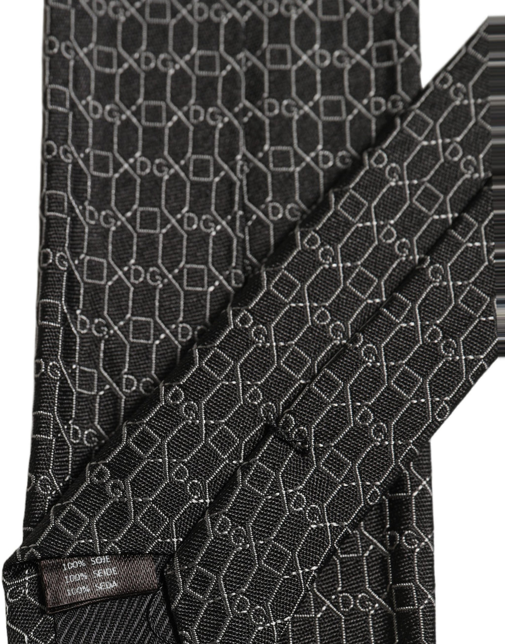 Dark Gray Silk DG Monogram Adjustable Tied Necktie Tie