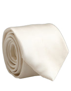 Cream Satin 100% Silk Adjustable Tied Men Necktie Tie