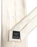 Cream Satin 100% Silk Adjustable Tied Men Necktie Tie