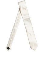 Cream Satin 100% Silk Adjustable Tied Men Necktie Tie