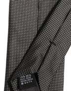 Black Silk Micro Polka Dot Adjustable Tied Necktie Tie