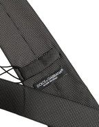 Black Silk Micro Polka Dot Adjustable Tied Necktie Tie