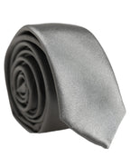 Gray Satin 100% Silk Adjustable Tied Men Necktie Tie