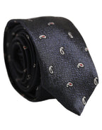 Dark Blue Silk Paisley Adjustable Tied Men Necktie Tie