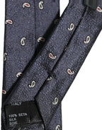 Dark Blue Silk Paisley Adjustable Tied Men Necktie Tie