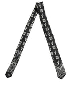Black Patterned 100%Silk Adjustable Necktie Accessory Tie