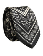 Black Patterned 100%Silk Adjustable Necktie Accessory Tie