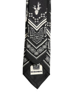 Black Patterned 100%Silk Adjustable Necktie Accessory Tie