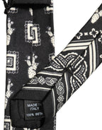 Black Patterned 100%Silk Adjustable Necktie Accessory Tie