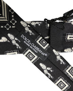 Black Patterned 100%Silk Adjustable Necktie Accessory Tie