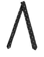 Black Crest Emblem Silk Adjustable Necktie Accessory Tie