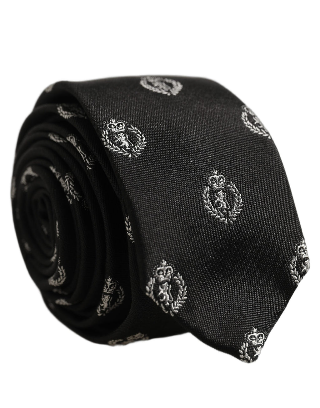 Black Crest Emblem Silk Adjustable Necktie Accessory Tie