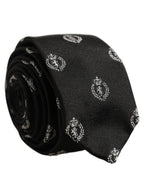 Black Crest Emblem Silk Adjustable Necktie Accessory Tie