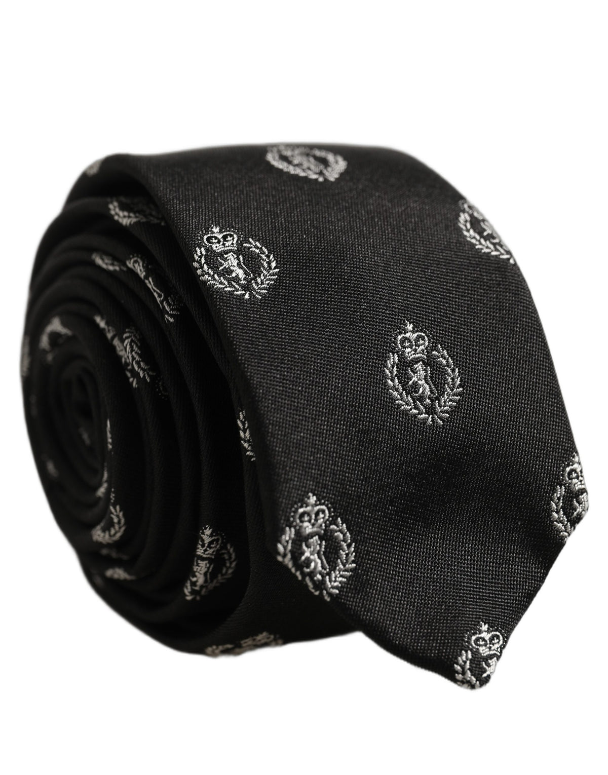 Black Crest Emblem Silk Adjustable Necktie Accessory Tie