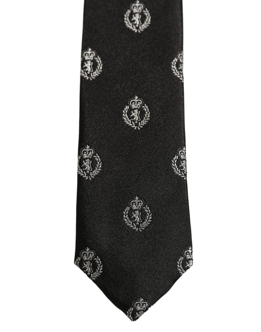 Black Crest Emblem Silk Adjustable Necktie Accessory Tie