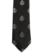 Black Crest Emblem Silk Adjustable Necktie Accessory Tie
