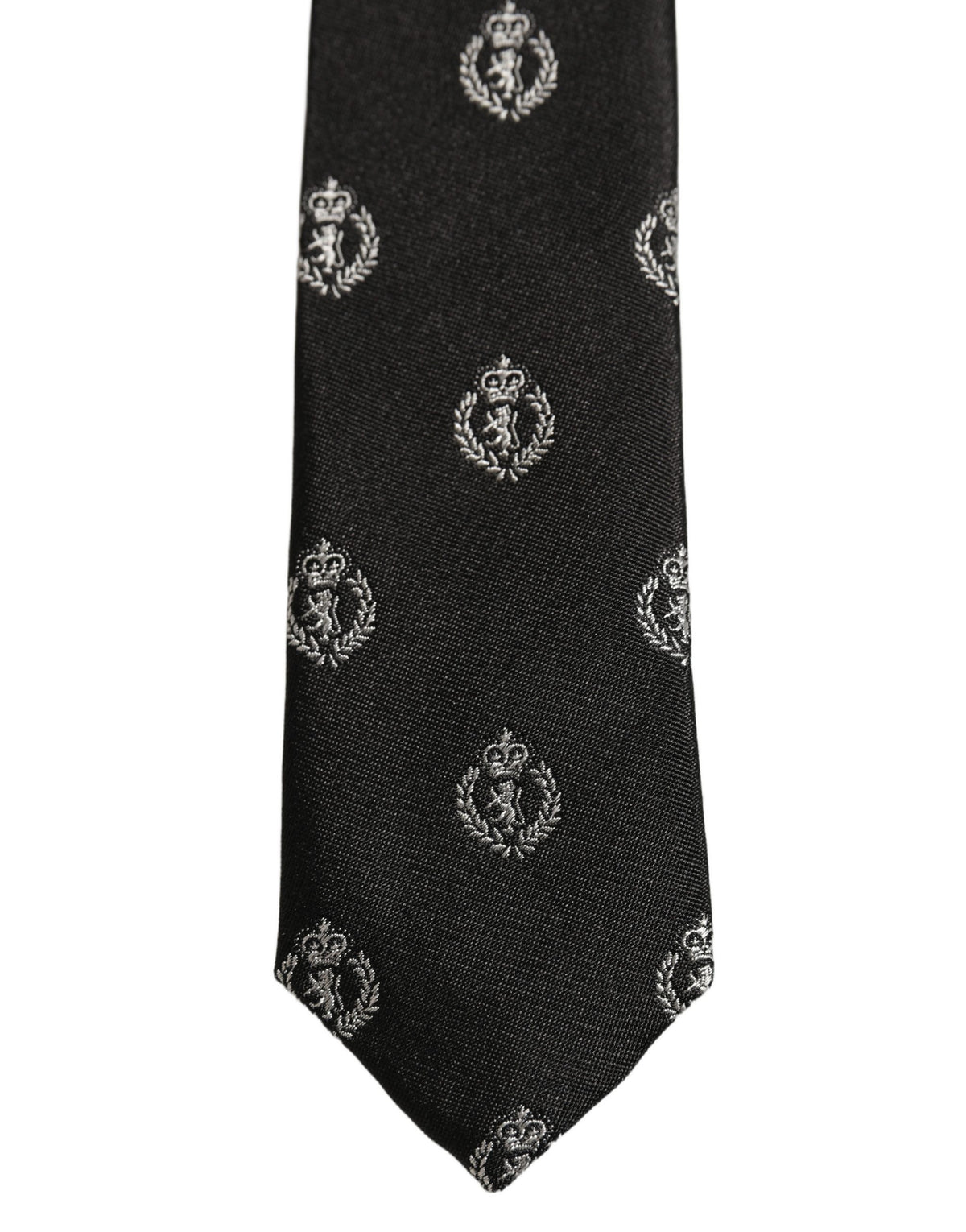 Black Crest Emblem Silk Adjustable Necktie Accessory Tie