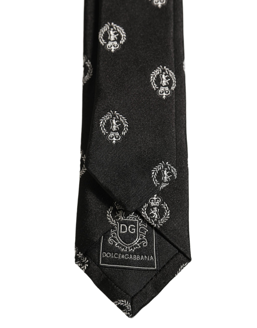 Black Crest Emblem Silk Adjustable Necktie Accessory Tie