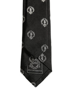 Black Crest Emblem Silk Adjustable Necktie Accessory Tie