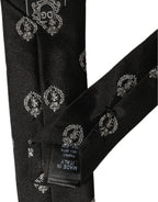 Black Crest Emblem Silk Adjustable Necktie Accessory Tie