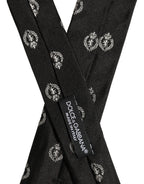 Black Crest Emblem Silk Adjustable Necktie Accessory Tie