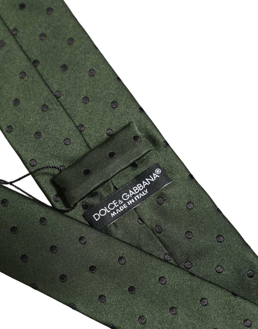 Men Dark Green Silk Polka Dot Adjustable Tied Necktie Tie
