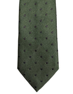 Men Dark Green Silk Polka Dot Adjustable Tied Necktie Tie