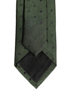 Men Dark Green Silk Polka Dot Adjustable Tied Necktie Tie