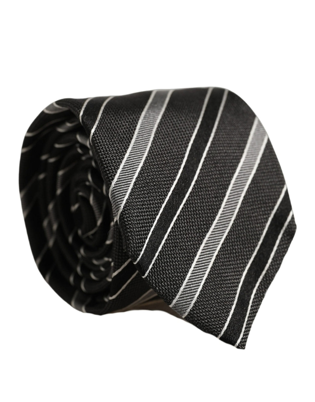 Black Gray Stripes Silk Adjustable Necktie Accessory Tie