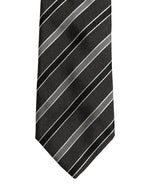 Black Gray Stripes Silk Adjustable Necktie Accessory Tie