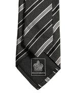 Black Gray Stripes Silk Adjustable Necktie Accessory Tie