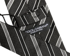 Black Gray Stripes Silk Adjustable Necktie Accessory Tie