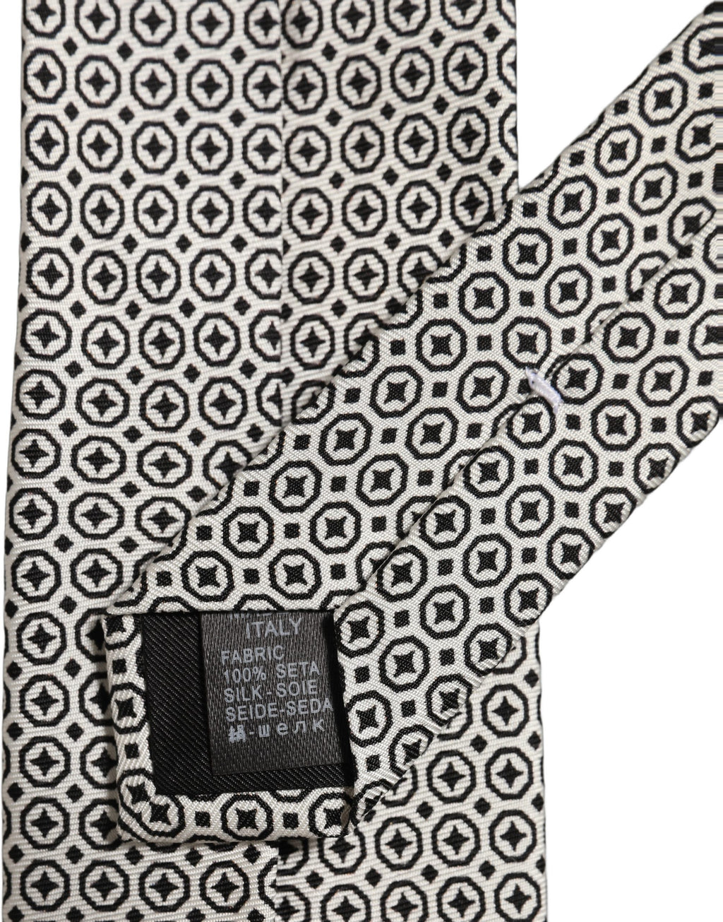 Black White Geometric Adjustable Necktie Accessory Tie