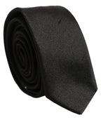 Black Satin Textured Adjustable Necktie Men Accessory Tie