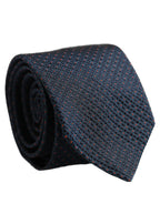 Men Dark Blue Geometric Silk Adjustable Tied Necktie Tie