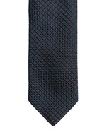 Men Dark Blue Geometric Silk Adjustable Tied Necktie Tie