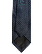 Men Dark Blue Geometric Silk Adjustable Tied Necktie Tie