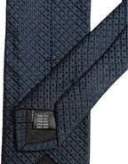 Men Dark Blue Geometric Silk Adjustable Tied Necktie Tie