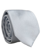 Men Light Blue Silk Classic Adjustable Tied Necktie Tie