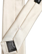 Cream Satin 100% Silk Adjustable Tied Men Necktie Tie